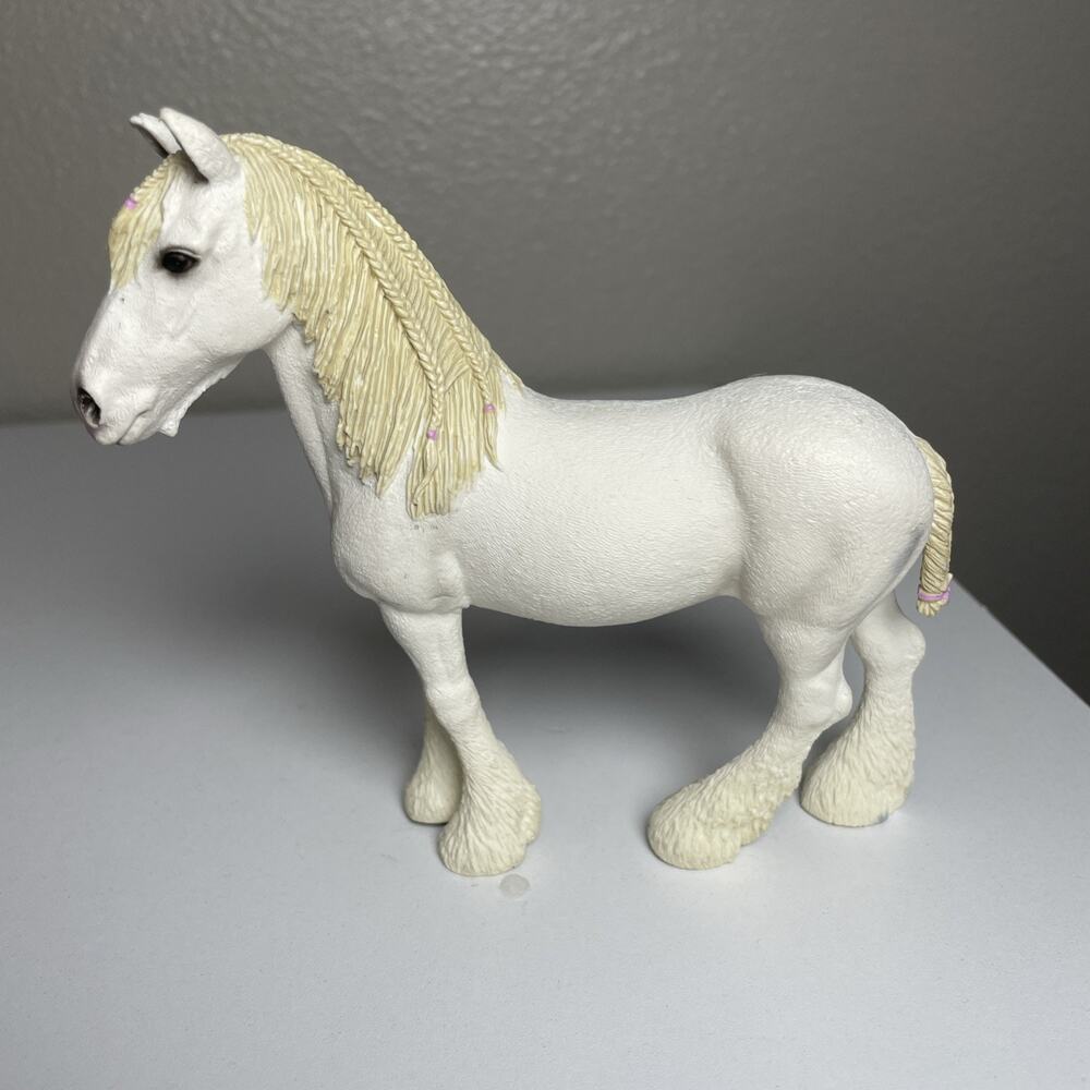 Schleich Stallion Horse White Braided with Pink Ribbons AM Lines 69 D-73527